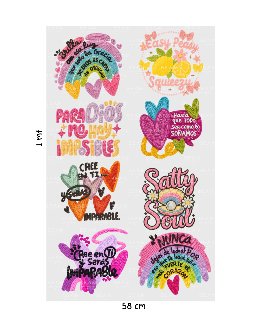 Impresión DTF Por Metro Frases con Efecto Bordado