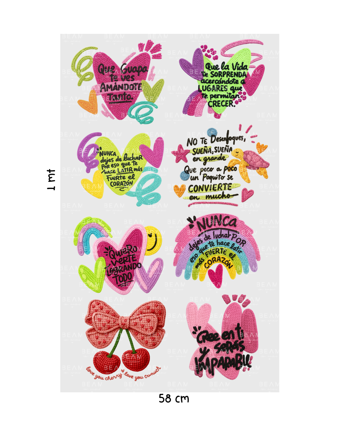 Impresión DTF Por Metro Frases con Efecto Bordado