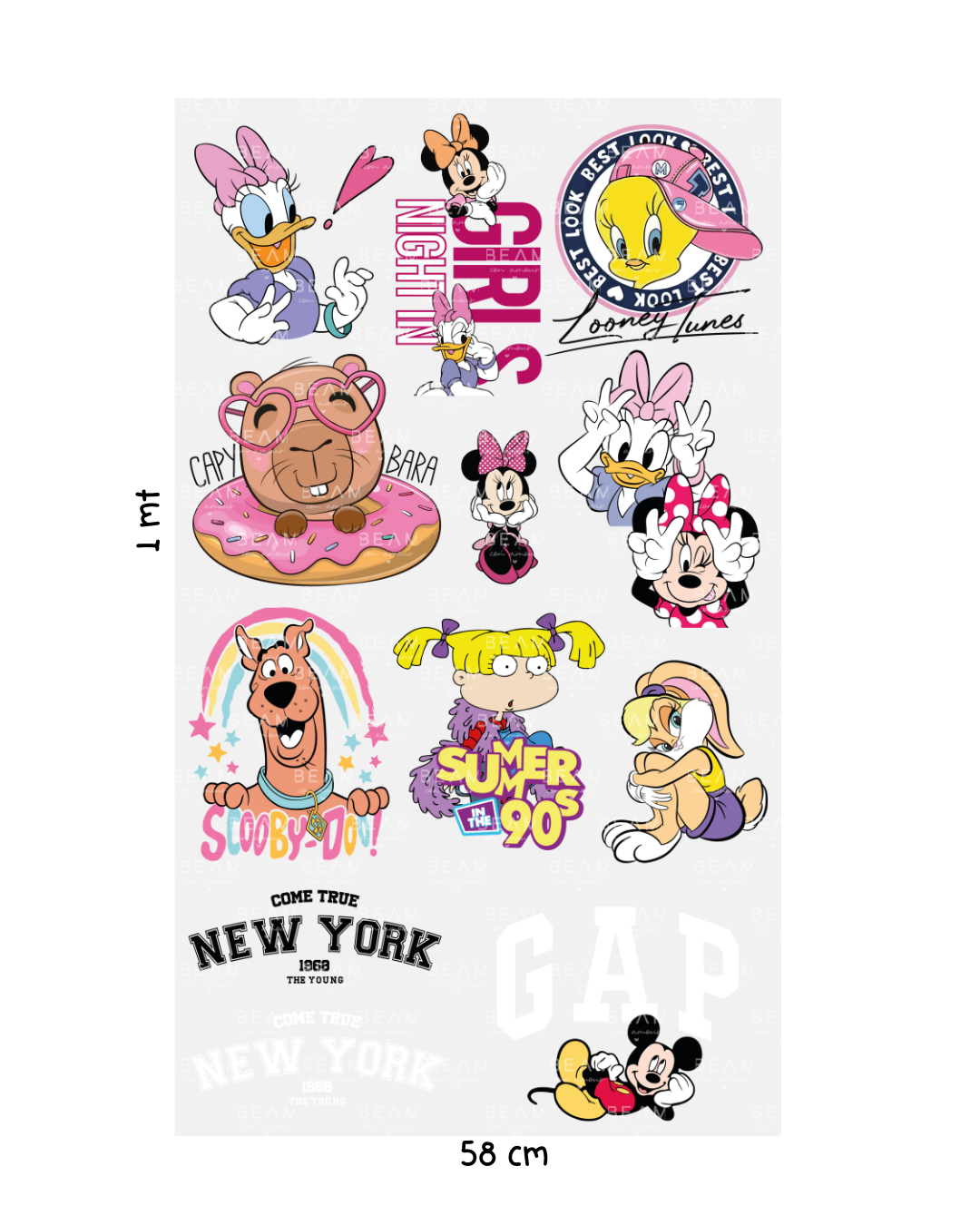 Impresión DTF Por Metro Dibujos animados