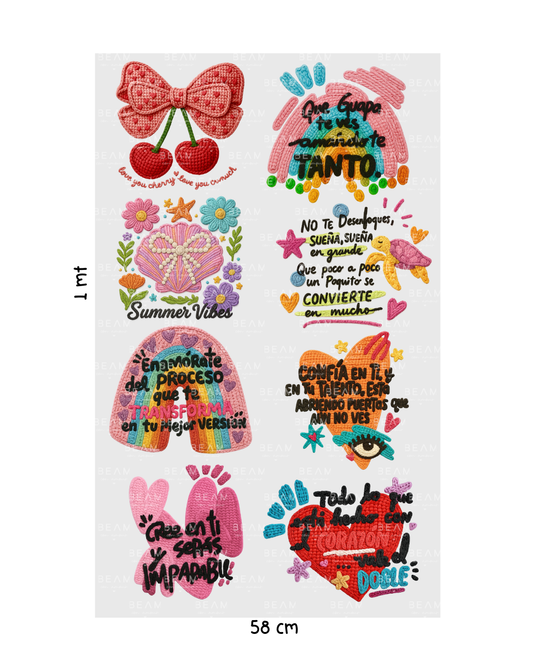 Impresión DTF Por Metro Frases con Efecto Bordado